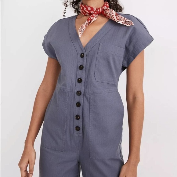 Madewell Cap-Sleeve Jumpsuit in sunfaded indigo XXS - Picture 4 of 10